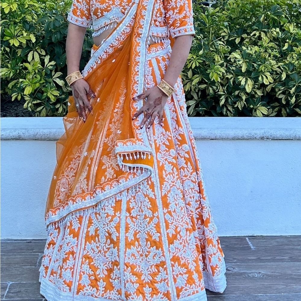 Elegant Orange Embroidered Women's Dress